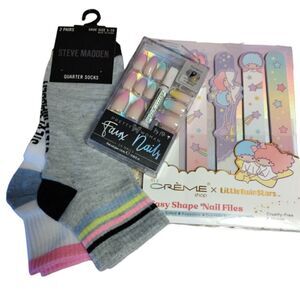 Steve Madden Socks Faux Nails and Little Twin Sisters Nail Files Lot
